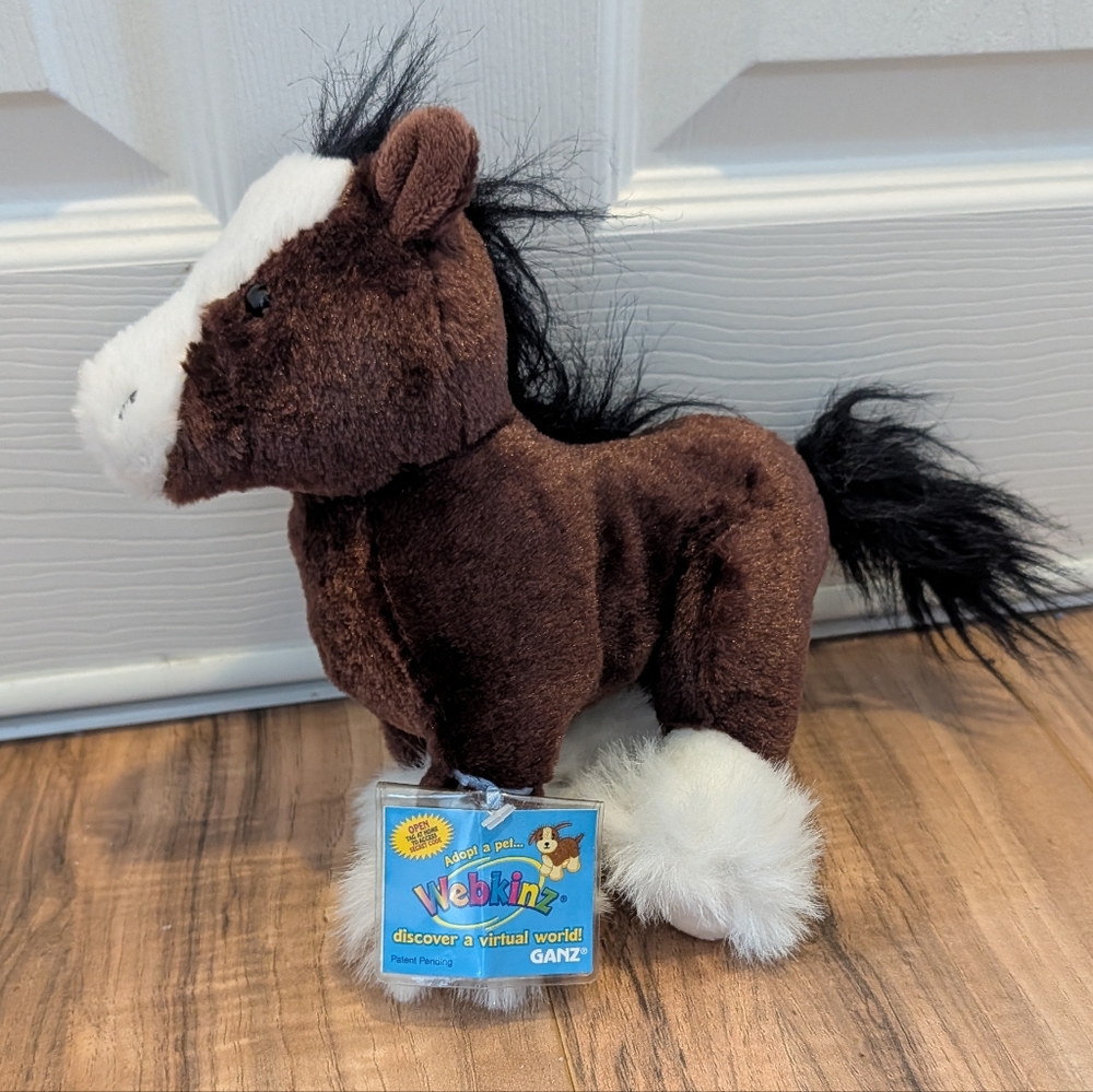 Ganz Webkinz Clydesdale Horse HM 139 with Code Retired Stuffed Animal Toy Plush